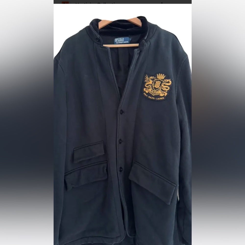 Polo Ralph Lauren Vintage Royal Badge Blazer Black XL 100% cotton velvet collar